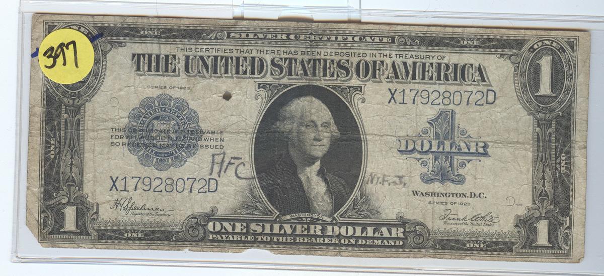SERIES OF 1923 $1 SILVER CERTIFICATE