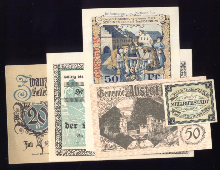 5 Notes ... 1920 Notgeld ... Old Money