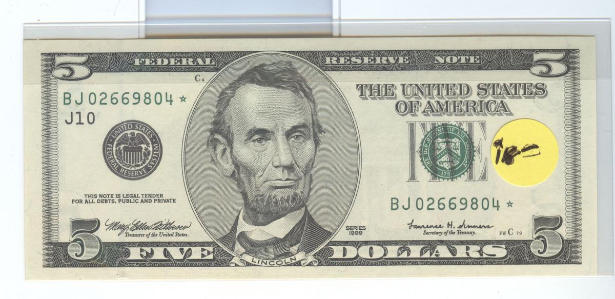 SERIES 1999 $5 FRN STAR NOTE