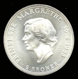 * 1958 ... 2 Kroner ... BU  UNC - Silver ... Denmark