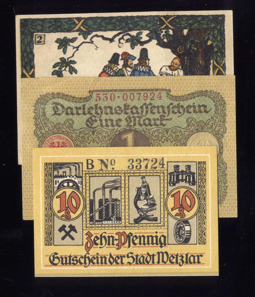 3 Notes ... 1920 Notgeld ... Old Money
