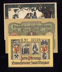 3 Notes ... 1920 Notgeld ... Old Money