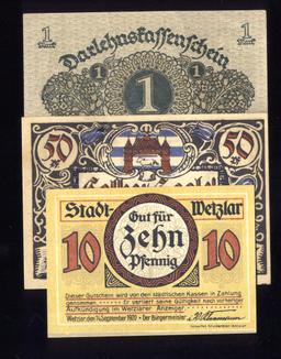 3 Notes ... 1920 Notgeld ... Old Money