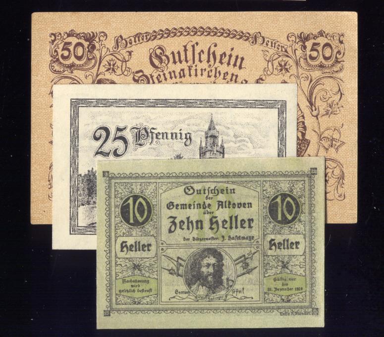 3 Notes ... 1920 Notgeld ... Old Money