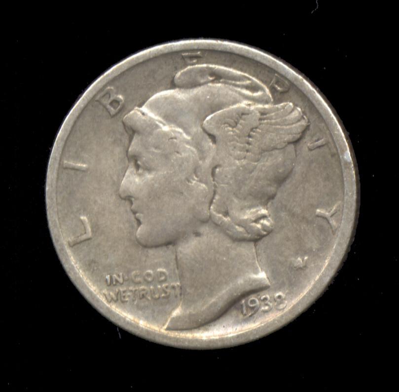 1938-S ... Mid Grade ... Mercury Dime