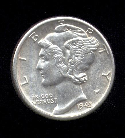 1943-D ... BU  UNC ... Mercury Dime