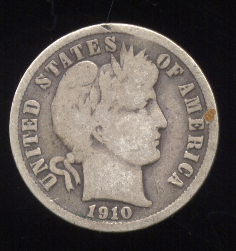 1910-S ... Better Date ... Barber Dime