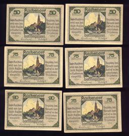 6 Note Set ... 1921 Notgeld ... Old Money