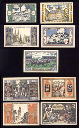 9 Note Set ... 1921 Notgeld ... Old Money
