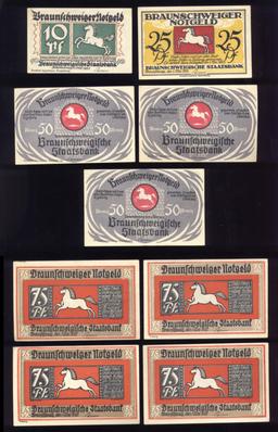 9 Note Set ... 1921 Notgeld ... Old Money
