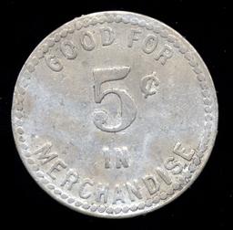 Forreston, IL ... Busy Bee Pool Hall ... Good for 5 Cents Old Token