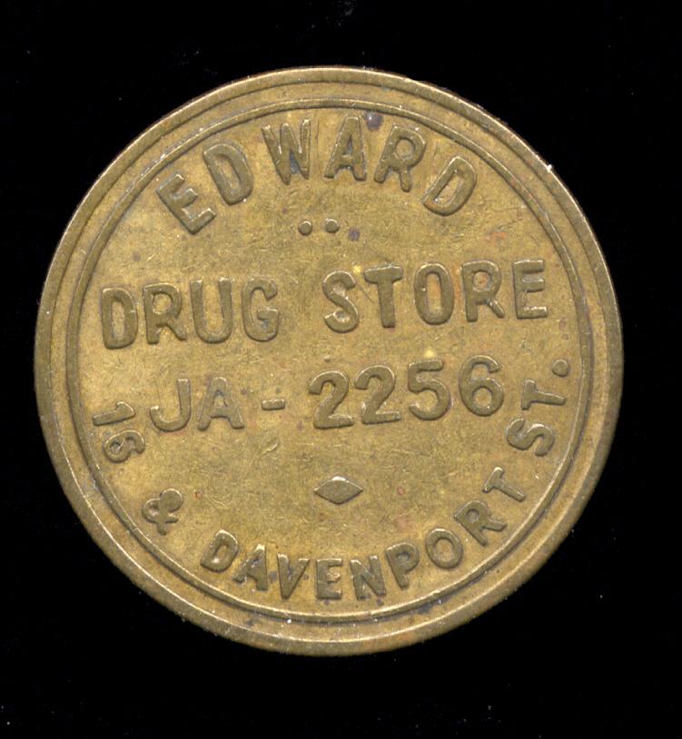 Edward Drug Store ... Good for 10 Cents Old Token