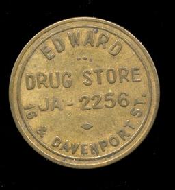 Edward Drug Store ... Good for 10 Cents Old Token