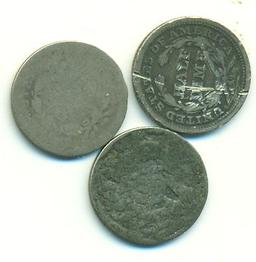 3 VINTAGE SEATED HALF DIMES