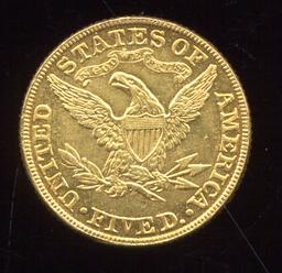 1882 ... 5 Dollar Gold ... High Grade Coronet Head