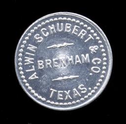 Brenham, TX ... Alwin Schubert ... Good for 5 Cents
