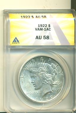1922 VAM 1AC PEACE DOLLAR