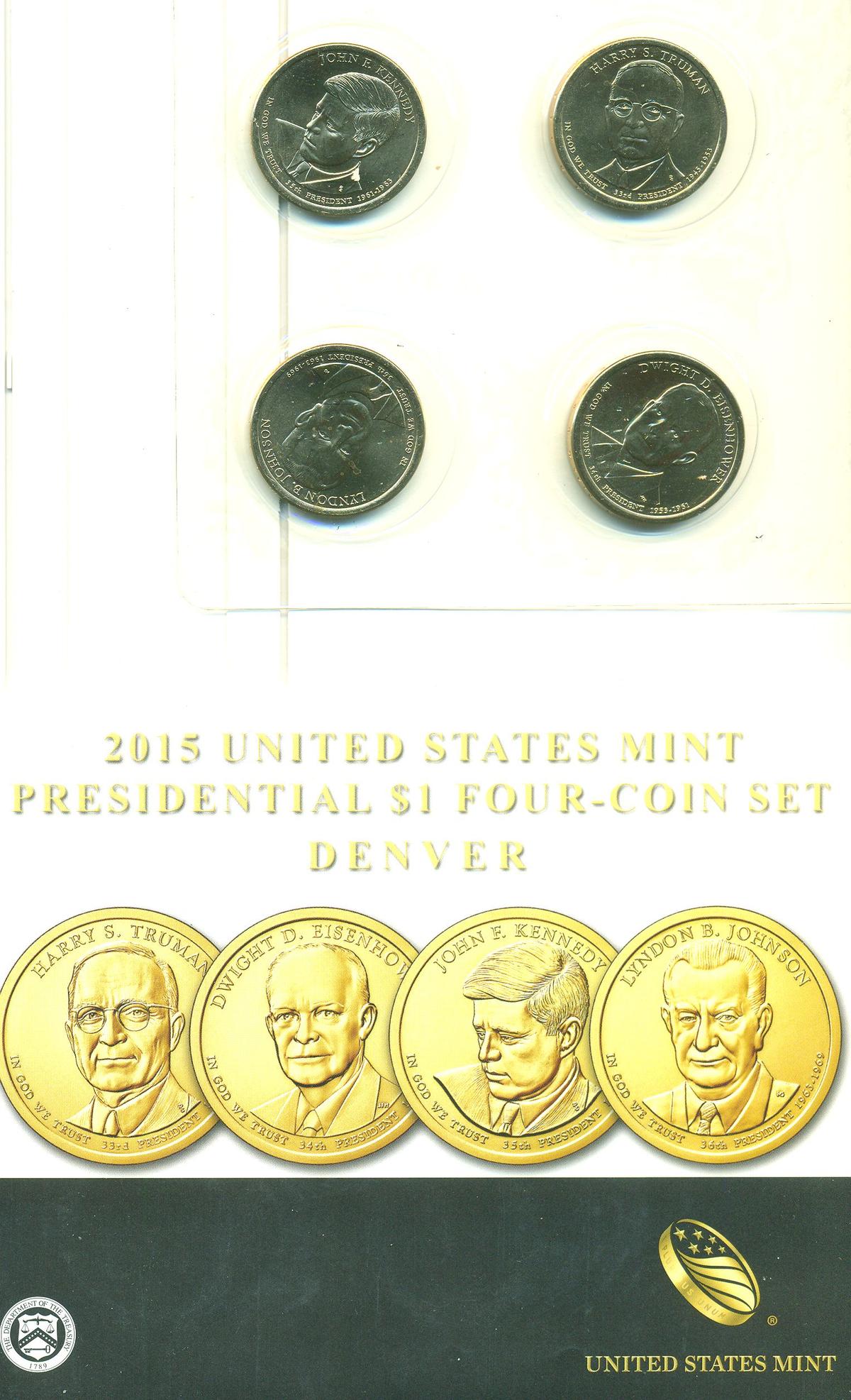 2015-D PRESIDENTIAL UNC 4 COIN SET