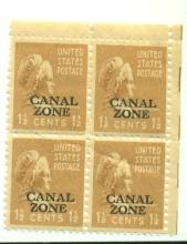 4 BLK OF 1 1/2 C . CANAL ZONE OPT