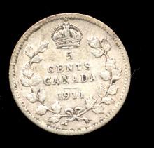 1911 ... 5 Cents Silver ... Canada