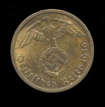 1939-A ... 10 Pfennig ... Old Nazi Swastika German Coin