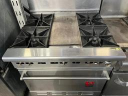 Wolf Combination Gas 4 Burner Range w/12” Griddle & Oven Below