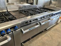 Imperial 48” Combination Range 6 Burners, 12” Griddle & 2 Ovens Below (No bottom covers provided)