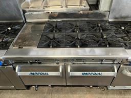 Imperial 48” Combination Range 6 Burners, 12” Griddle & 2 Ovens Below (No bottom covers provided)