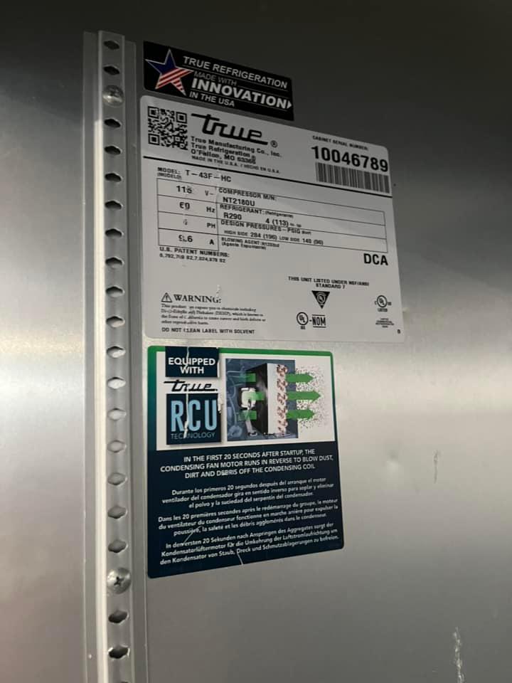 True 2 Door Freezer Model T-43F