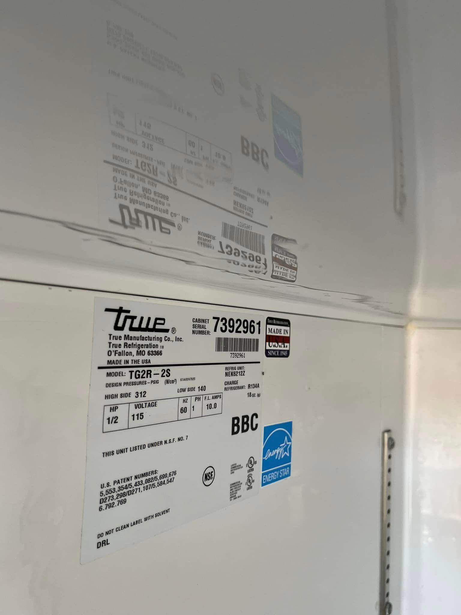 True 2 Door Refrigerator