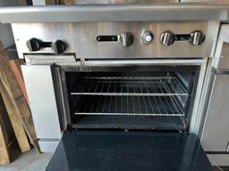 American Range Combination Gas Range 12” Charbroiler, 4 Burners & Oven Below