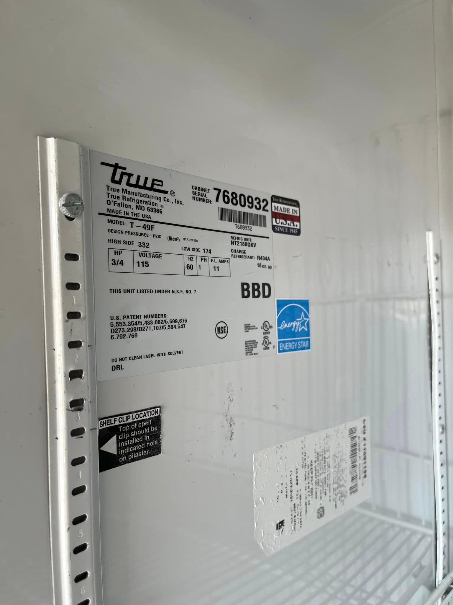 #1 True 2 Door Bottom Mount Reach In Freezer