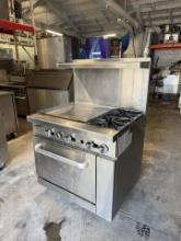 Atosa Cookrite 24” Griddle W/2 Burners Gas Range Stove With Oven Below & Overshelf