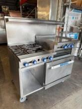 Imperial 4 Burner, 24" Griddle , Salamander, and Oven Below, GAS