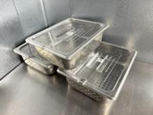 1/2” Size 4” Deep Strainer Hotel Pan w/Plastic Lid