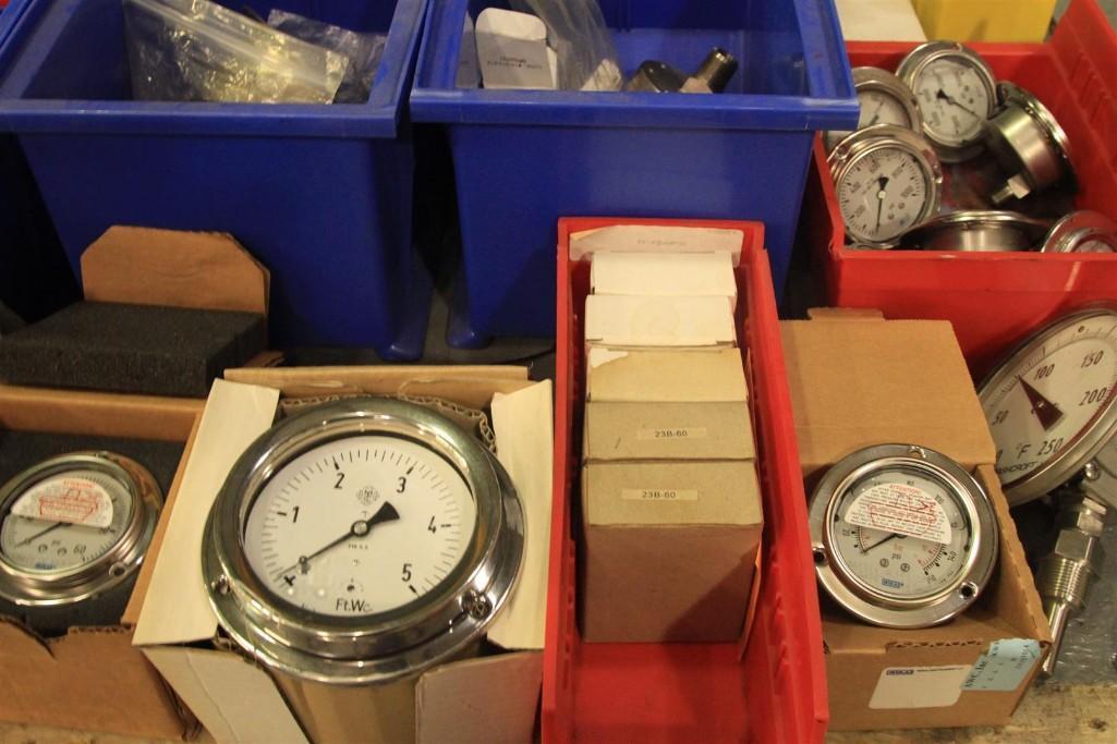 Lot of pressure gauges up to 30,000 PSI, etc...