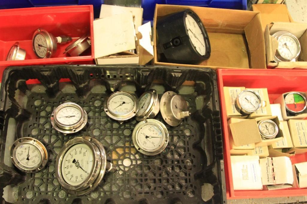 Lot of pressure gauges up to 30,000 PSI, etc...