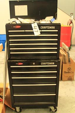 Craftsman rolling tool chest w/ misc tools, fittings and implements