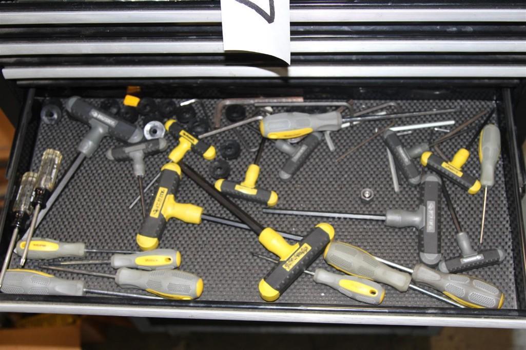 Craftsman rolling tool chest w/ misc tools, fittings and implements