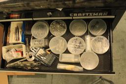 Craftsman rolling tool chest w/ misc tools, fittings and implements