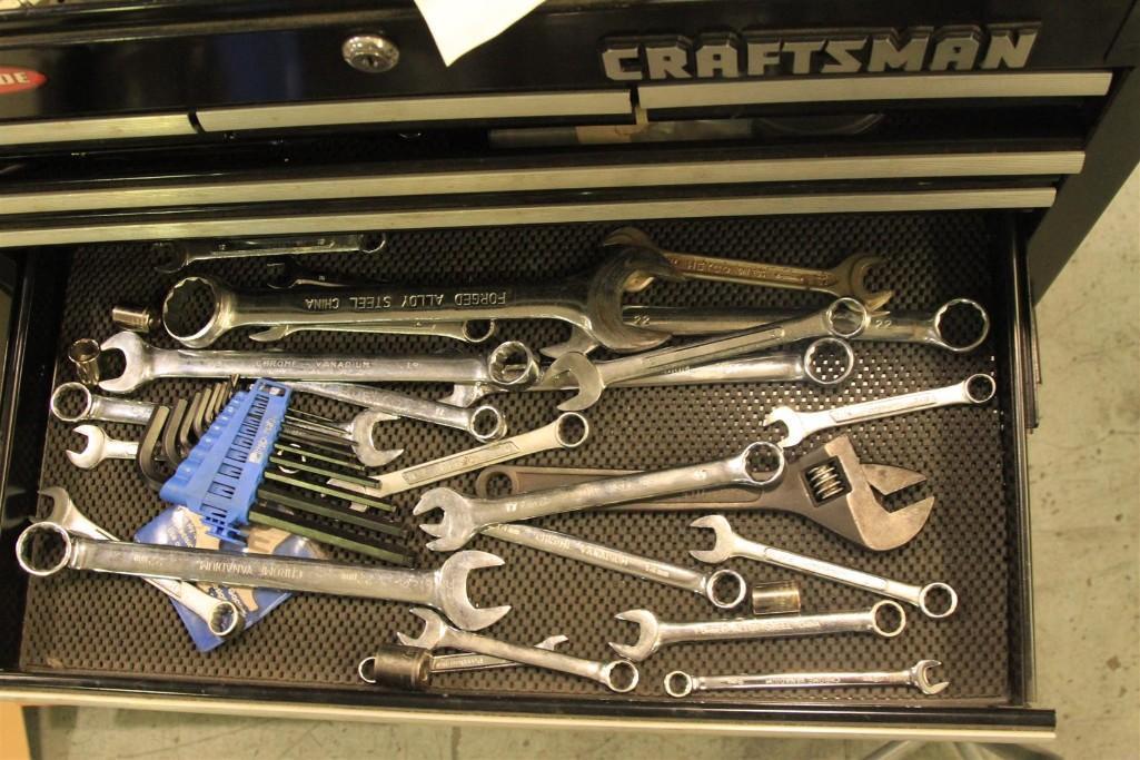 Craftsman rolling tool chest w/ misc tools, fittings and implements
