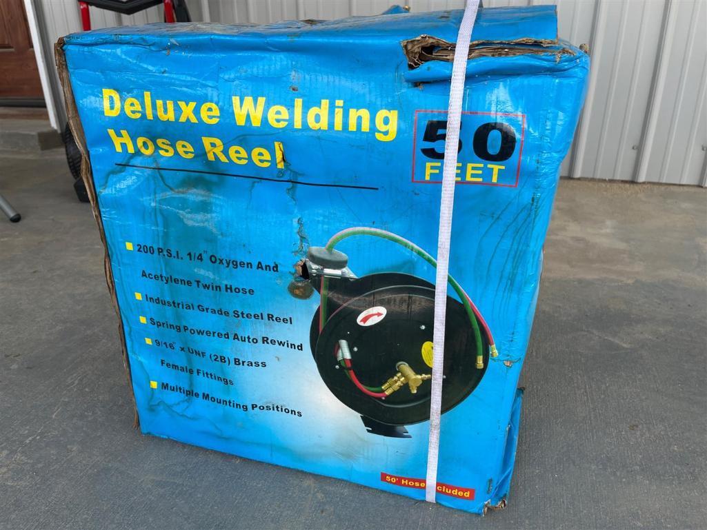 50FT RETRACTABLE OXYGEN/ACCENTYLENE WELDING HOSE REEL W/ HOSE
