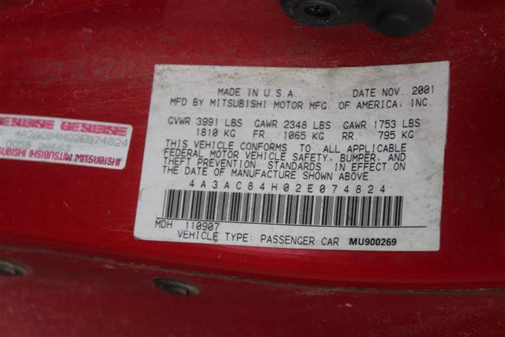 2002 MITSUBISHI ECLIPSE