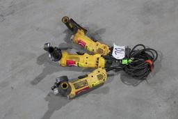 LOT OF THREE DEWALT 4 1/2 INCH ANGLE GRINDERS