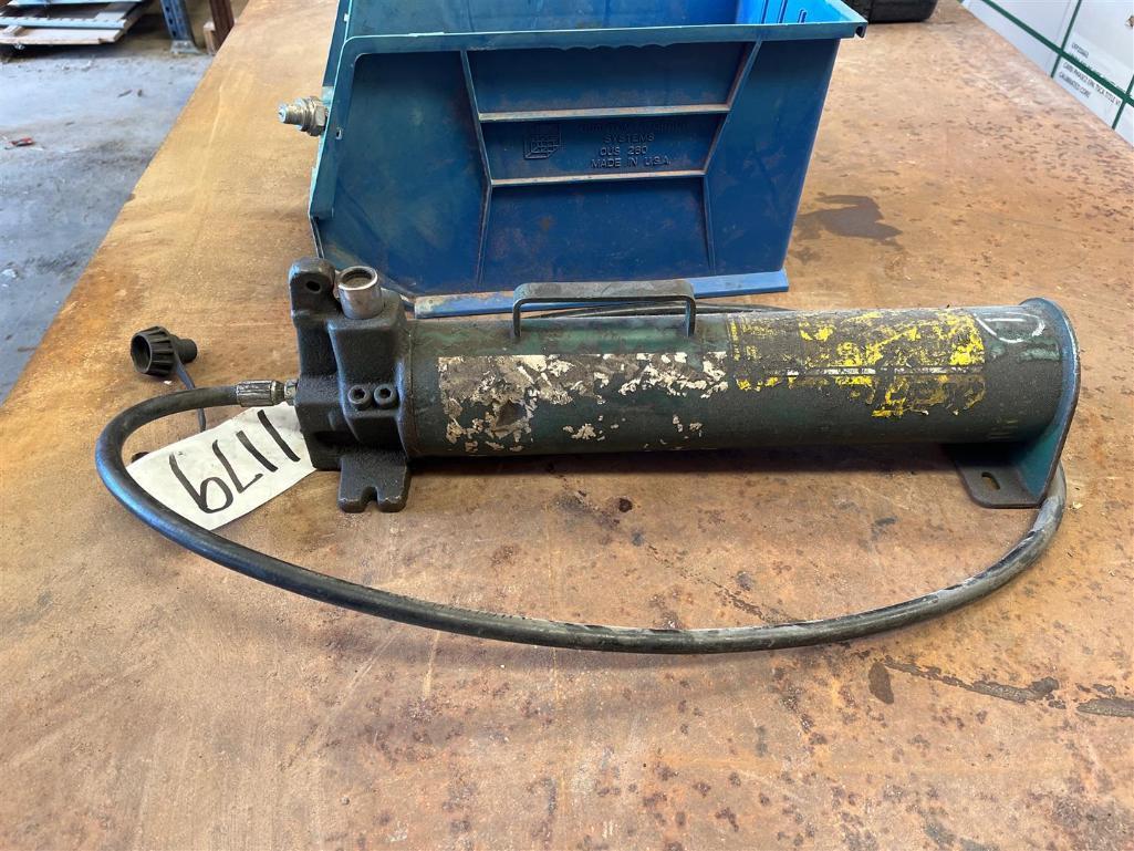HYDRAULIC PUMP AND ASSORTED HYDRAULIC RAMS