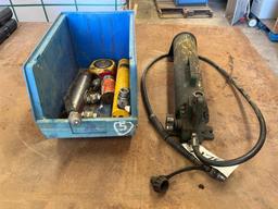 HYDRAULIC PUMP AND ASSORTED HYDRAULIC RAMS