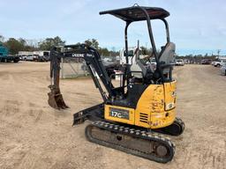 2017 JOHN DEERE 17G MINI EXCAVATOR