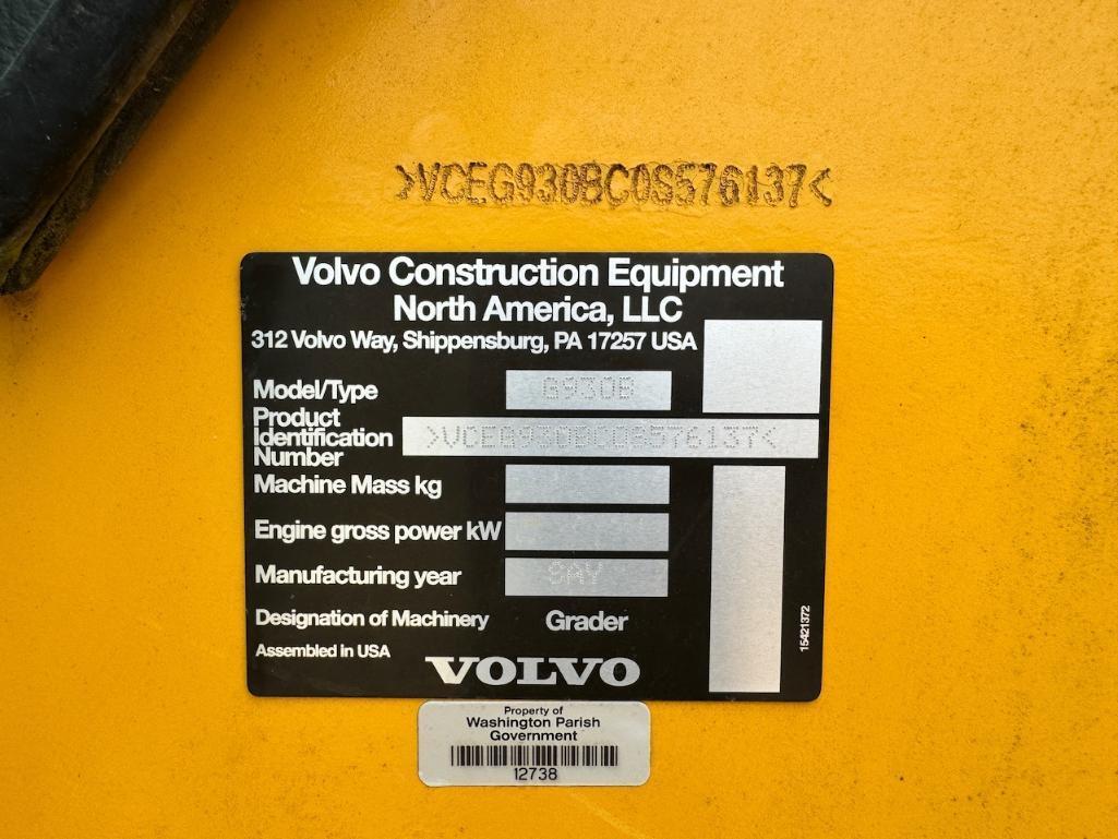 2014 VOLVO G930B MOTOR GRADER