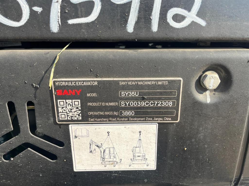 2023 SANY SY35U MINI EXCAVATOR
