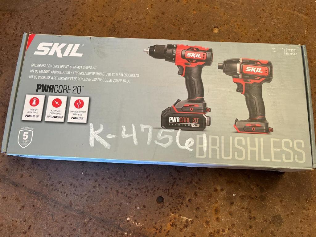 SKIL POWERCORE 20IN BRUSHLESS DRILL DRIVER AND IMPACT DRIVER KIT